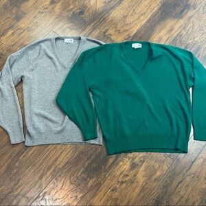 Vintage Mens Sweater RHM classic M made in USA V-neck 80s golf green grey lot